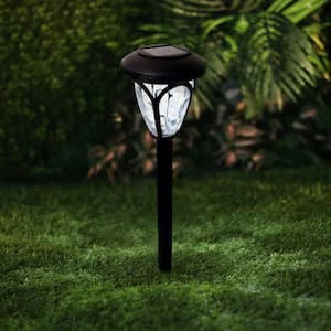 17 in. Tall Outdoor Solar Powered Brown LED Path Light Stakes (Set of 8)