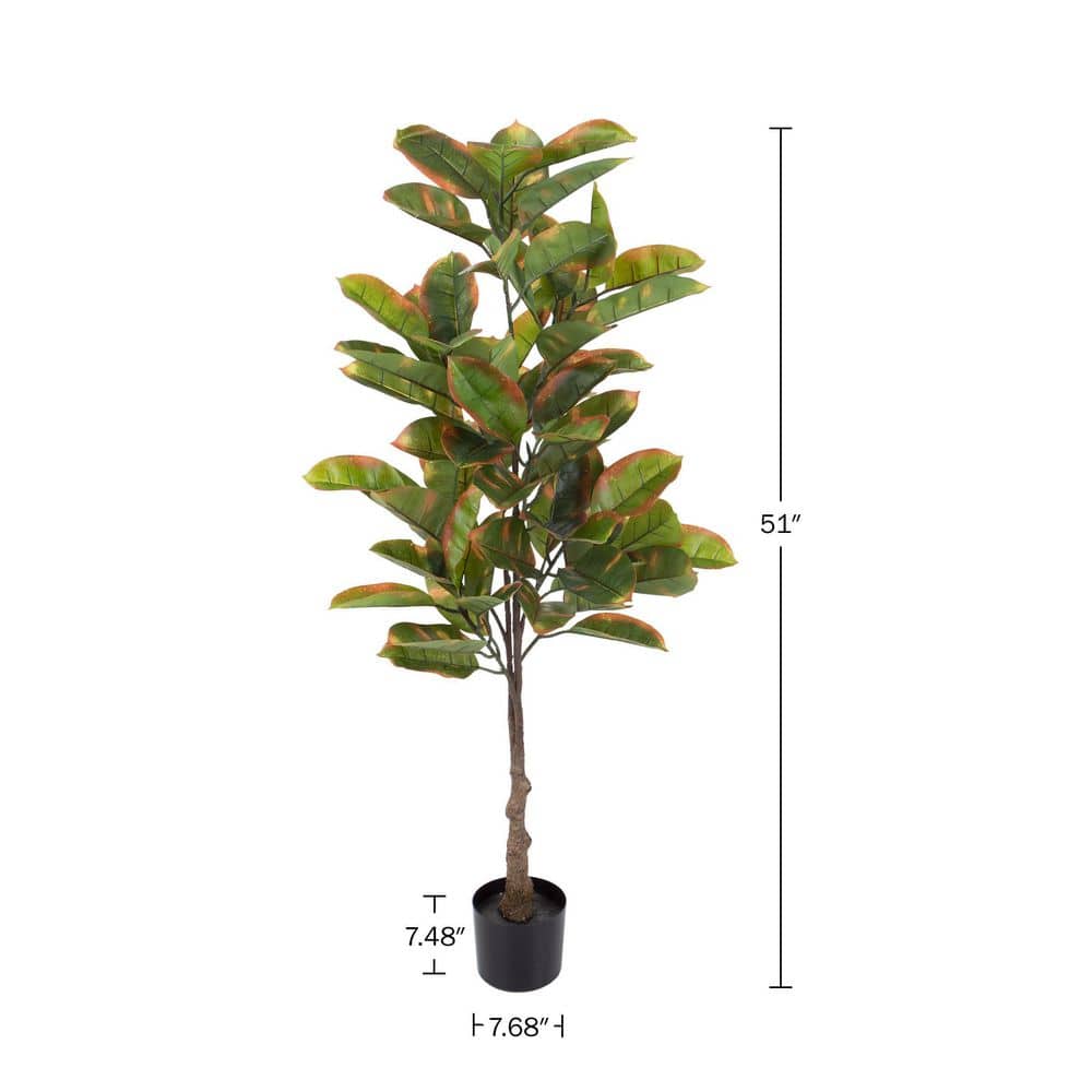 Lush Green 54" Faux Rubber Floor Plant in Durable Pot