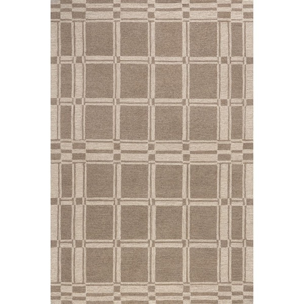 Emily Henderson Marlowe Bordered Wool Beige 9 ft. x 12 ft. Indoor/Outdoor Patio Area Rug