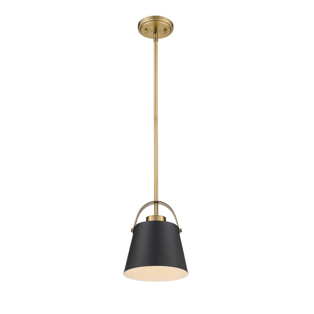 Contemporary Matte Black & Heritage Brass Mini Pendant Light