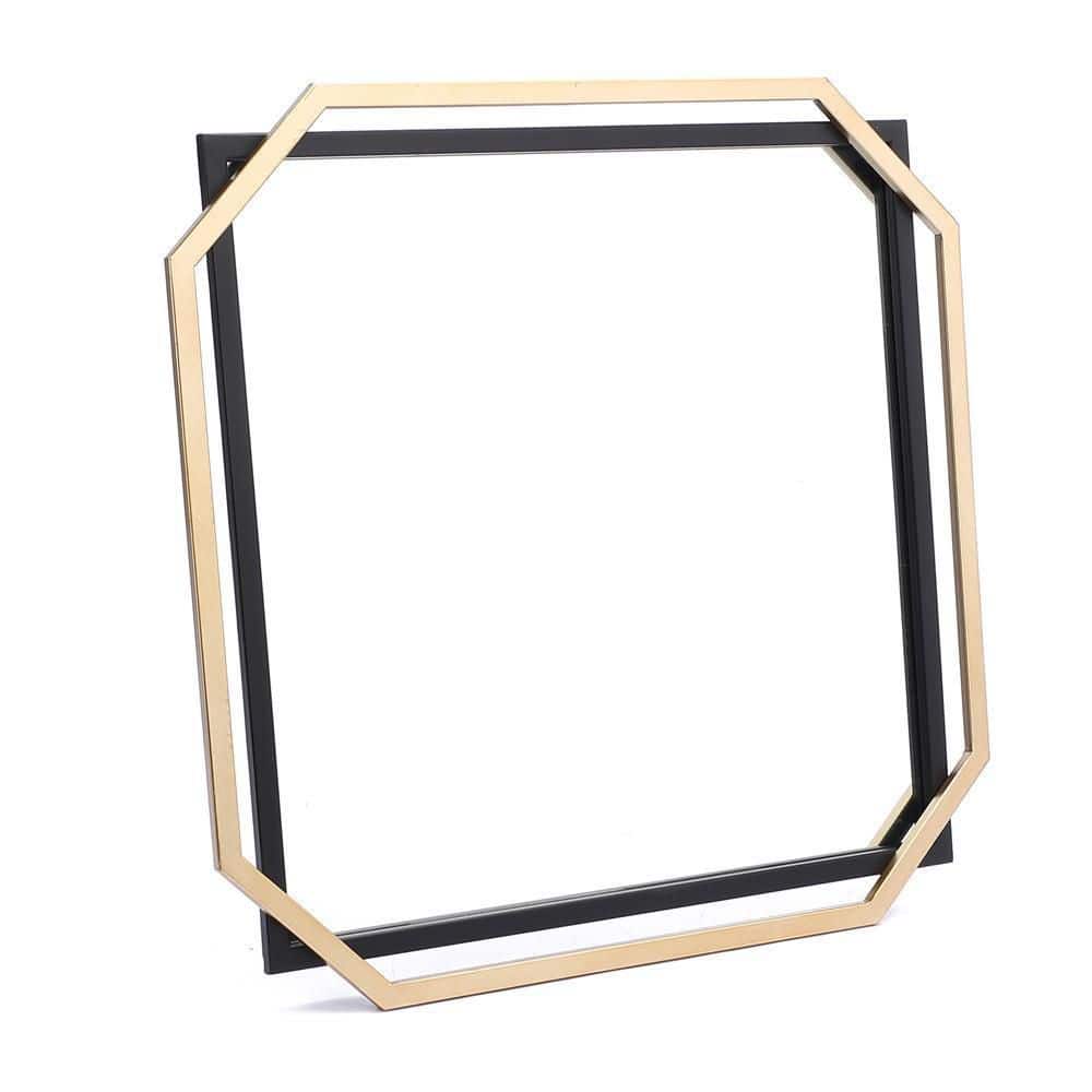 Square Gold and Black Metal Floating Frame Wall Mirror