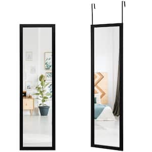 13 in. W x 47 in. H Wood Black Full Length Wall Mounted Mirror with PS Frame And Explosion-Proof Film