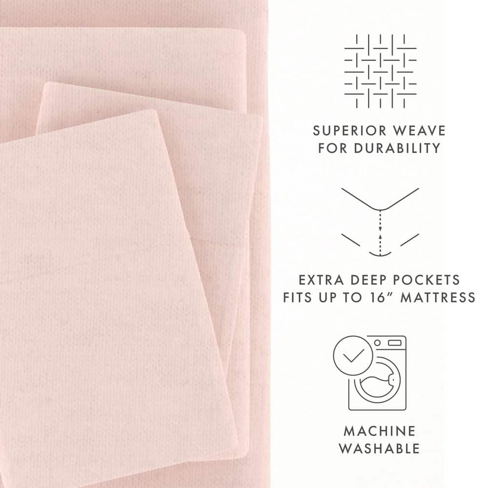 Blush Twin Cotton Flannel Deep Pocket Sheet Set