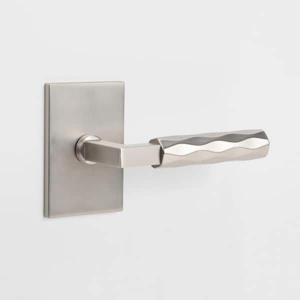 Hailey Satin Nickel Modern Hall/Closet Interior Door Handle with Rectangular Rosette and Concealed Screws (Passage)