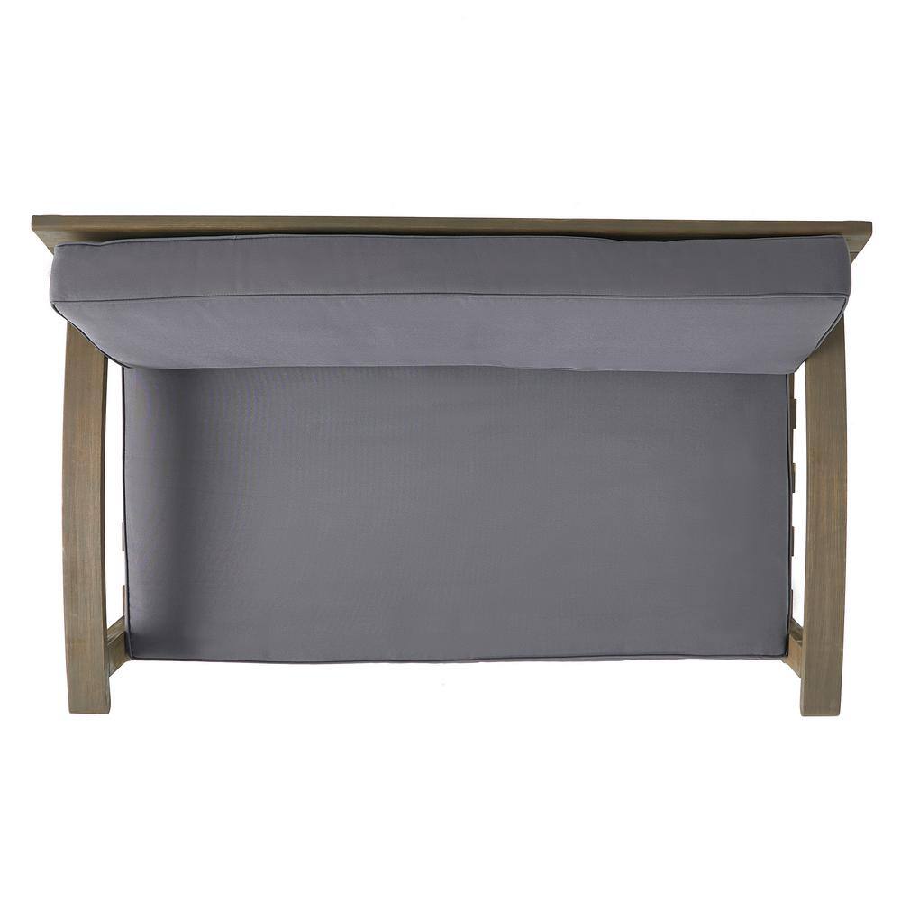 Gray Acacia Wood Outdoor Loveseat and Coffee Table Set