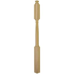 Stair Parts 4946 60 in. x 3 in. Unfinished Poplar Mushroom Top Newel Post for Stair Remodel
