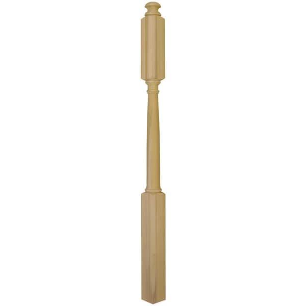 EVERMARK Stair Parts 4946 60 in. x 3 in. Unfinished Poplar Mushroom Top Newel Post for Stair Remodel