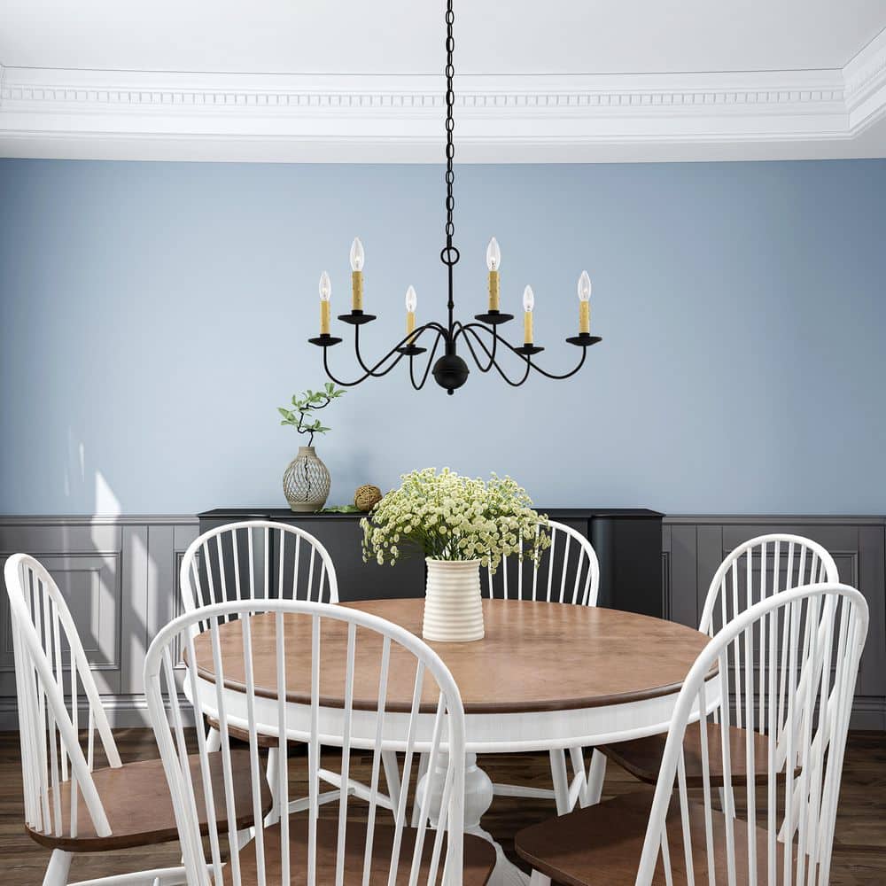 Heritage Black Steel 6-Light Candelabra Chandelier