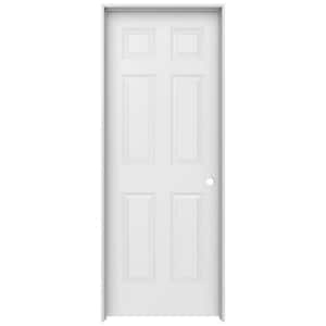 30 in. x 80 in. 6 Panel Colonist Primed Left-Handed Textured Molded Composite Single Prehung Interior Door