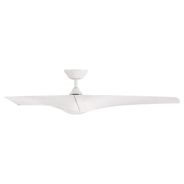 Zephyr 62 in. Smart Indoor/Outdoor Matte White Standard Ceiling Fan Selectable CCT Integrated LED Plus Remote