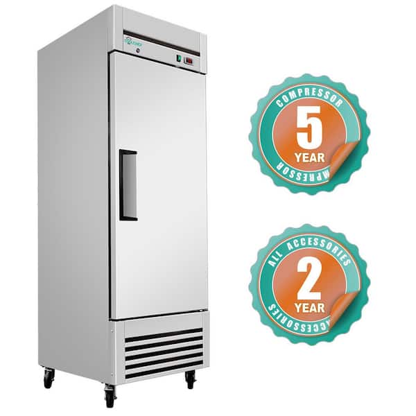 27 in. 19.2 cu. ft. Auto Defrost Commercial Reach-In Upright Refrigerator in Stainless Steel with 1-Solid Door
