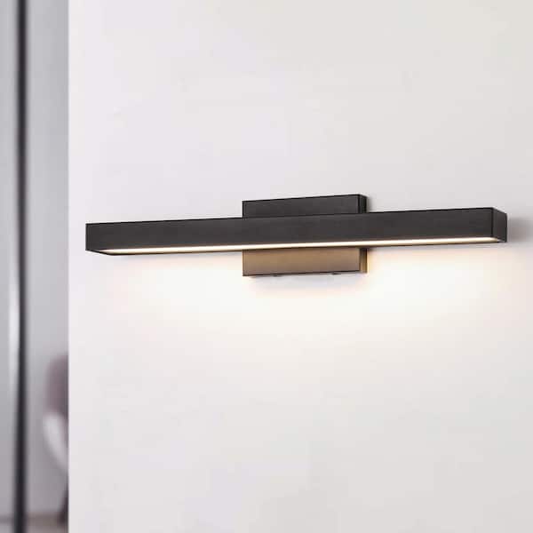 Robert 1-Light 23.6 in. Modern Black Linear Rectangular Oval Downlight Outdoor Hardwired Lantern Wall Sconce