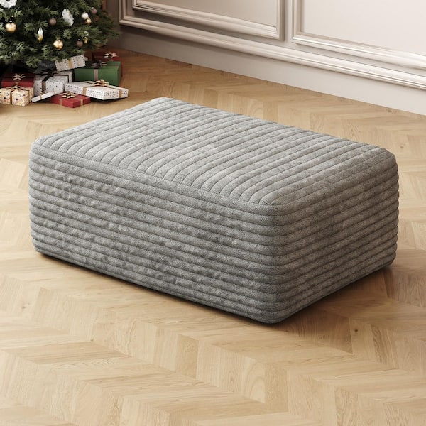 Modern Collection 28.7 in. Armless 1-Piece Corduroy Rectangular Upholstered Sofa Ottoman Sectional Sofa in. Gray