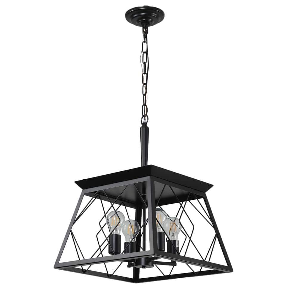 Farmhouse 4-Light Matte Black Island Pendant Light with Adjustable Height price history on PriceWatchPro