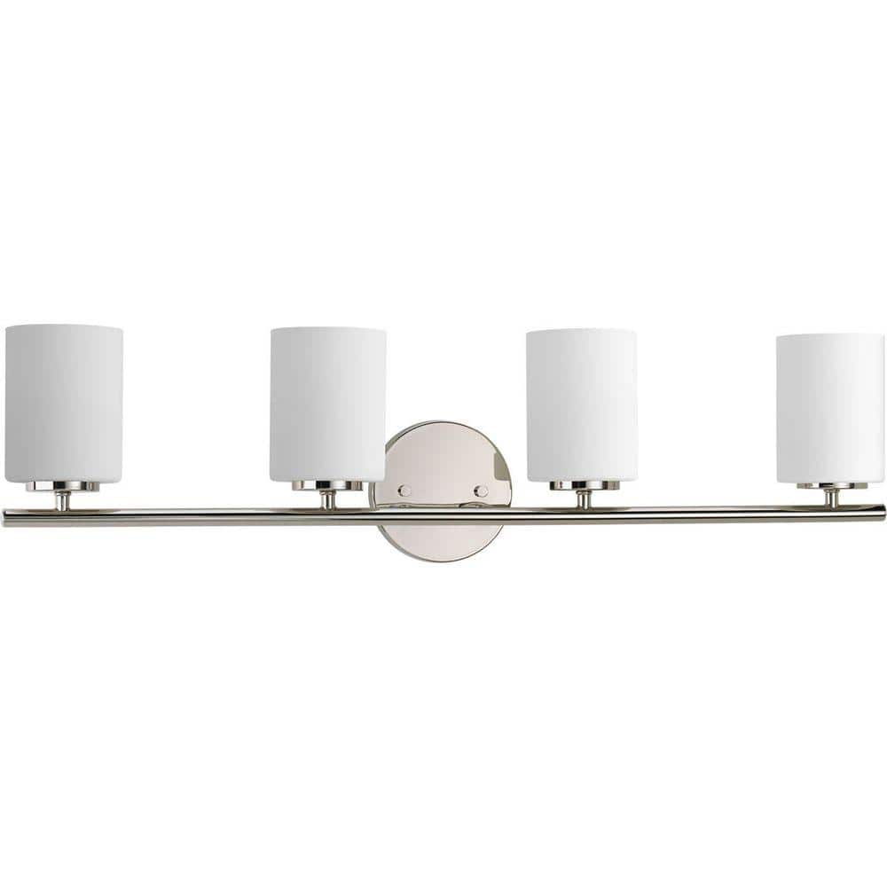 Polished Nickel 4-Light Modern Bath Vanity Fixture