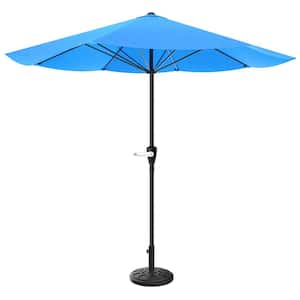 9 ft. Market Patio Umbrella with Base in Brilliant Blue