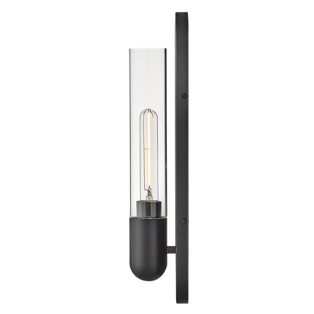 Black Dimmable Cylinder LED Wall Sconce with Clear Glass
