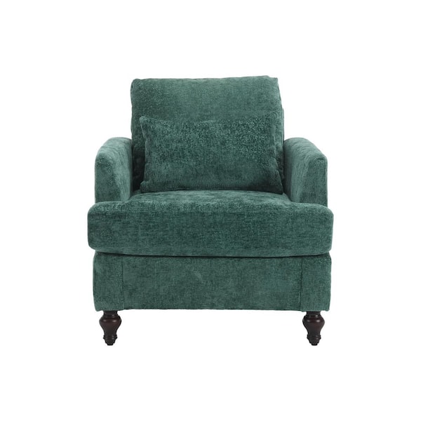 HOMEFUN Modern Oversized Emerald Chenille Wood Frame Upholstered Accent Armchair