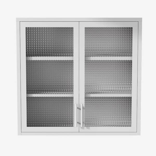 COWLOWN 31.5 in. W x 11.8 in. D x 30 in. H Bathroom Storage Wall Cabinet in White with Hazy Glass Doors, 2 Adjustable Shelves