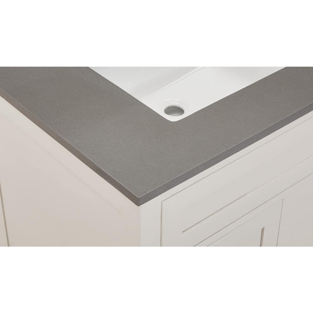 Concrete Grey Composite Stone Vanity Top with White Sink, 31 in.