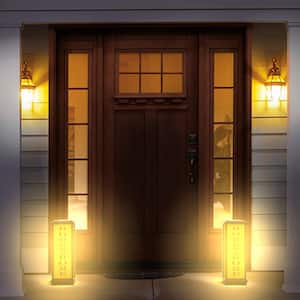 Solar Black Welcome LED Path Light - Amber or White Light (Height 24.5 in. )