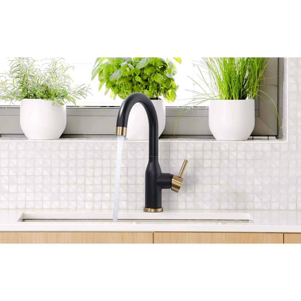 Black and Gold Stainless Steel Single-Handle Bar Faucet