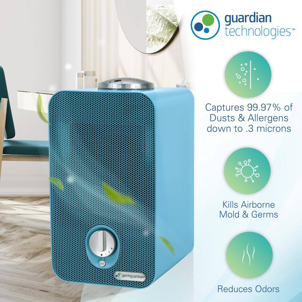 Blue Tabletop HEPA Air Purifier with Odor Absorbing Filter