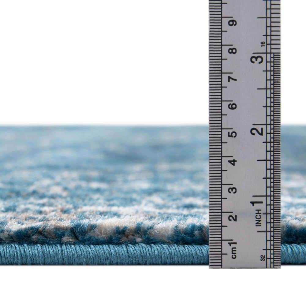 Blue Rectangular Easy Care Stain-Resistant Indoor Area Rug