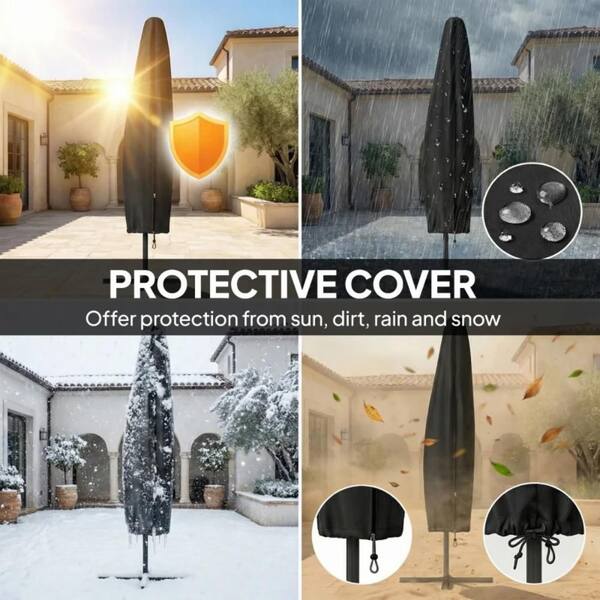9.8 ft. Steel Cantilever 0-90° Tilt Offset Patio Umbrella in Tan