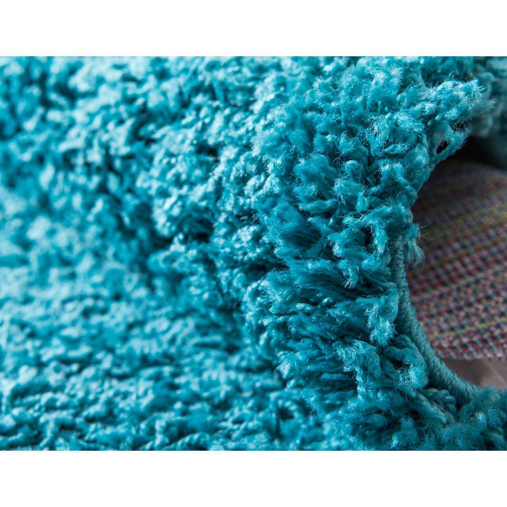 Blue Shag Reversible Synthetic Runner Rug