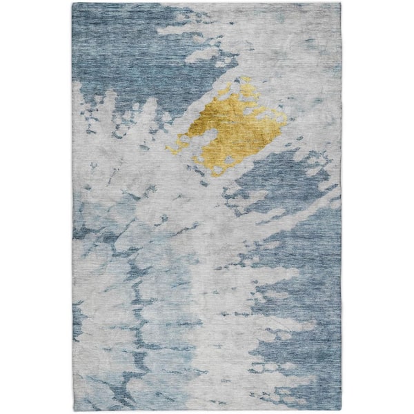 Dream Shag Premium Machine Washable Abstract ADS614 Blue 8 ft. x 10 ft. Area Rug