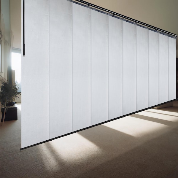 EMOH Aquamarine 120 in. to 218 in. W x 94 in. L Adjustable 10-Panel Black Double Rail Panel Track with 23.5 in. Slates
