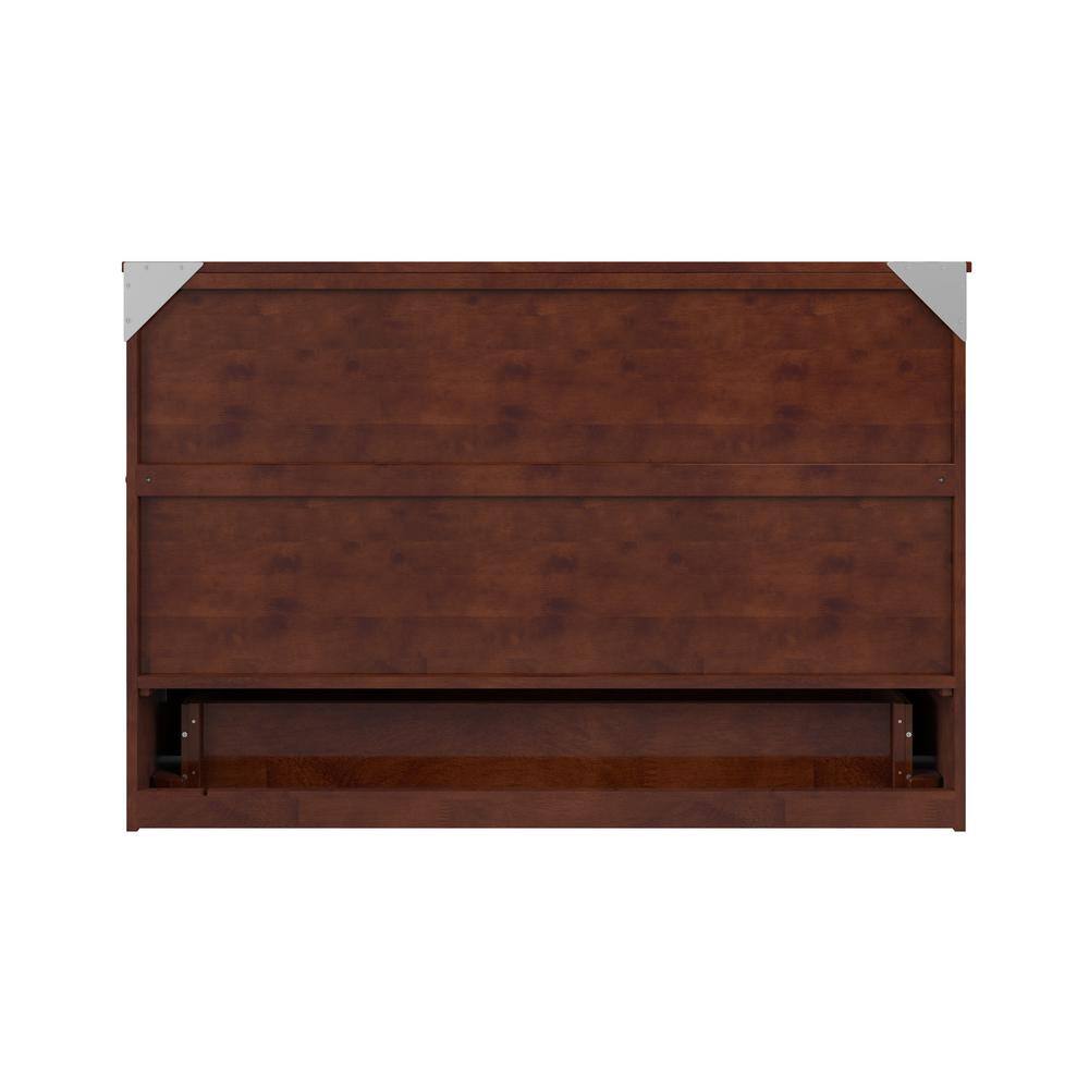 Northfield Walnut Queen Murphy Bed Chest with Built-in Charger and Memory Foam Mattress