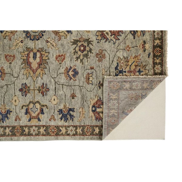 2 ft. x 8 ft. Gray, Ivory Floral Area Rug