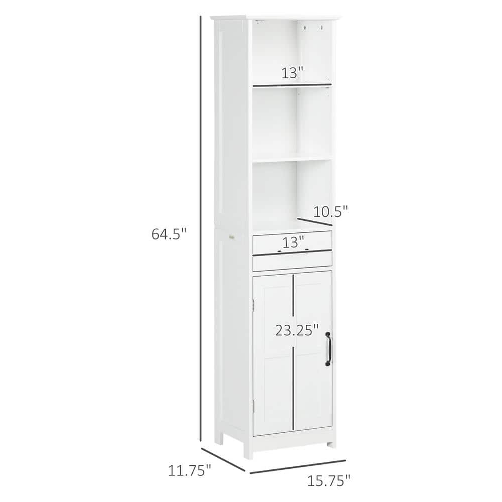 White Tall Bathroom Storage Cabinet with Adjustable Shelves