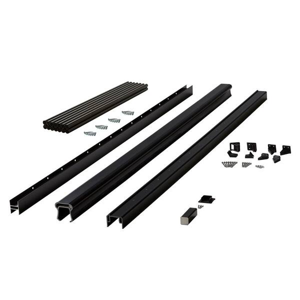 Fiberon Symmetry 6 ft. Serene Black Capped Composite Line Rail Section with 29.5 in. Aluminum Balusters