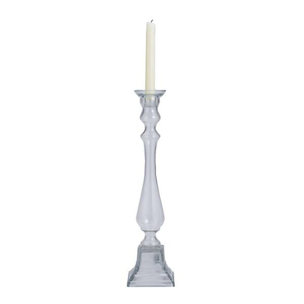 Titan Lighting 17 in. Glass Knight Clear Pillar Candle Holder