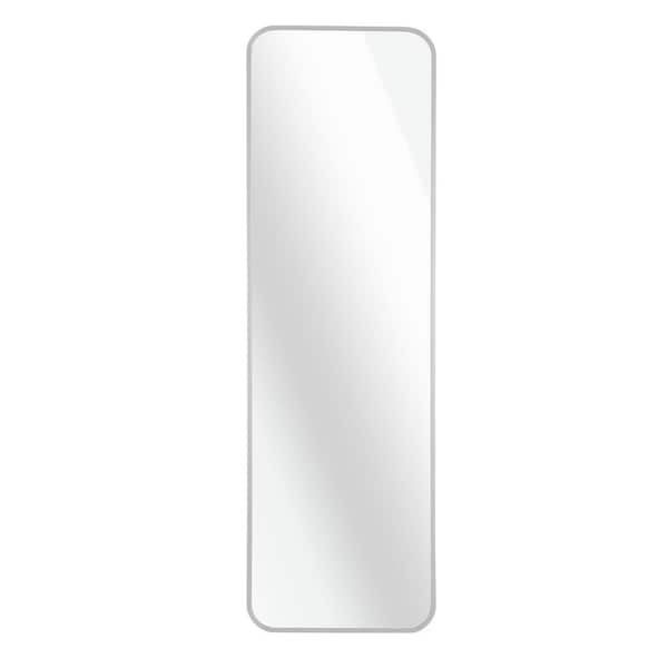14 in. W x 47 in. H Rectangular Framed Hook Wall Bathroom Vanity Mirror in Silver