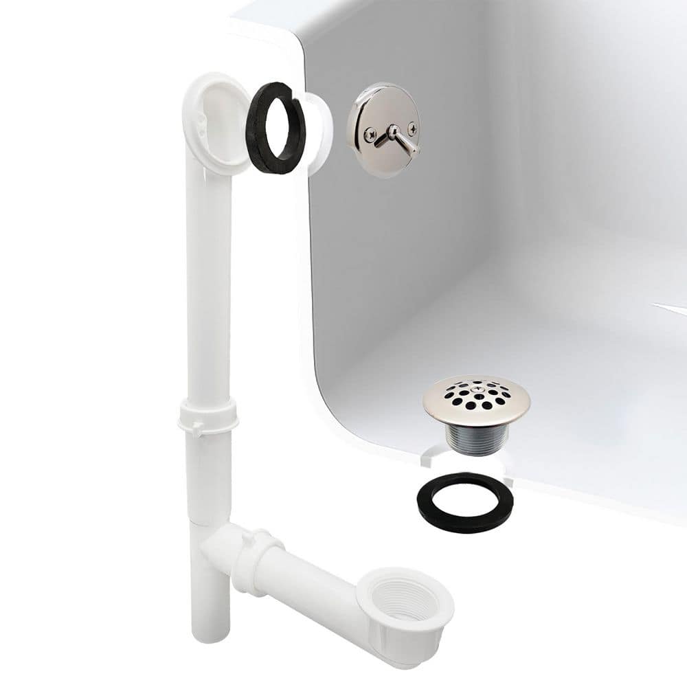 14 in. White Poly Tubular Bath Waste & Overflow Assembly with Trip Lever and Strainer Grid Drain Cover, Polished Chrome price history on PriceWatchPro