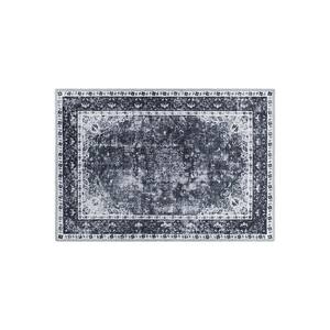 Black 2 ft. 1 in. x 3 ft. Traditional Distressed Medallion Machine Washable Area Rug