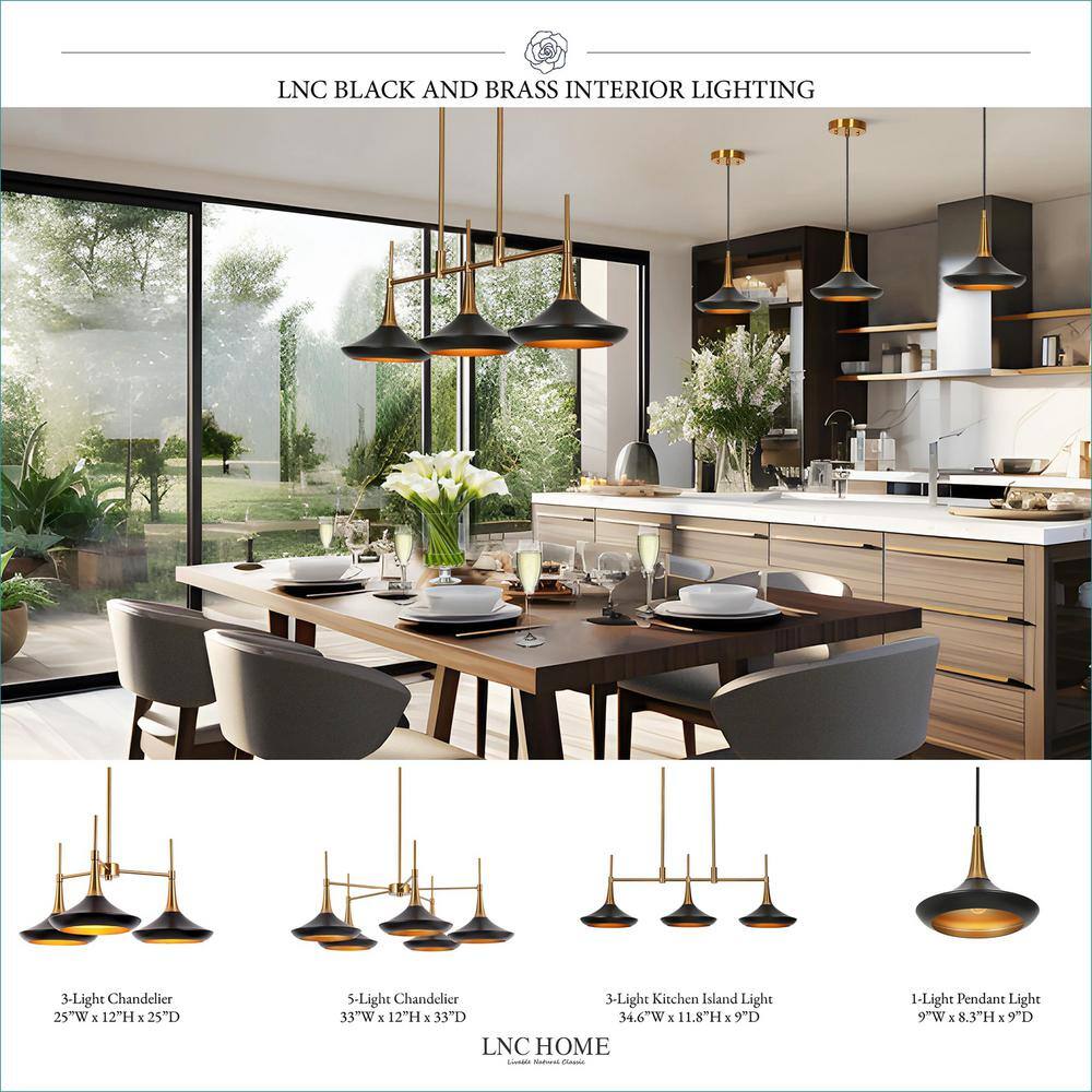 Whimsical Sputnik 25'' Matte Black Chandelier with Brass Accents