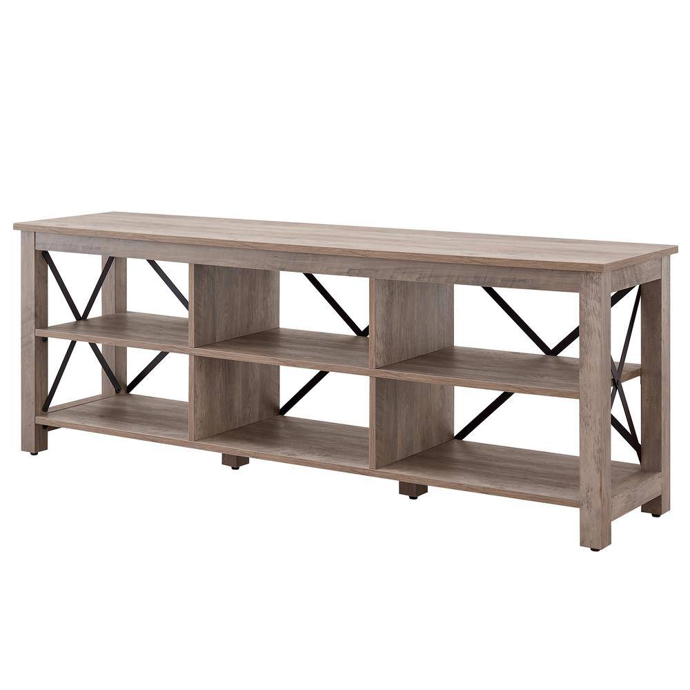 Sawyer Gray Oak Rectangular TV Stand with Metal Accents