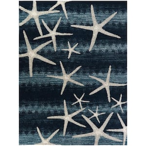 Martin Dark Blue 5 ft. x 7 ft. Coastal Starfish Area Rug