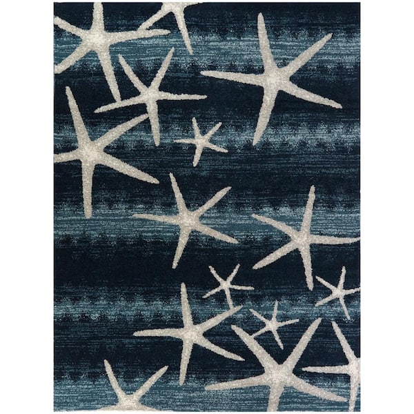 BALTA Martin Dark Blue 5 ft. x 7 ft. Coastal Starfish Area Rug