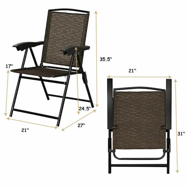 ANGELES HOME Brown Metal Portable Camping Chair with 400 lbs