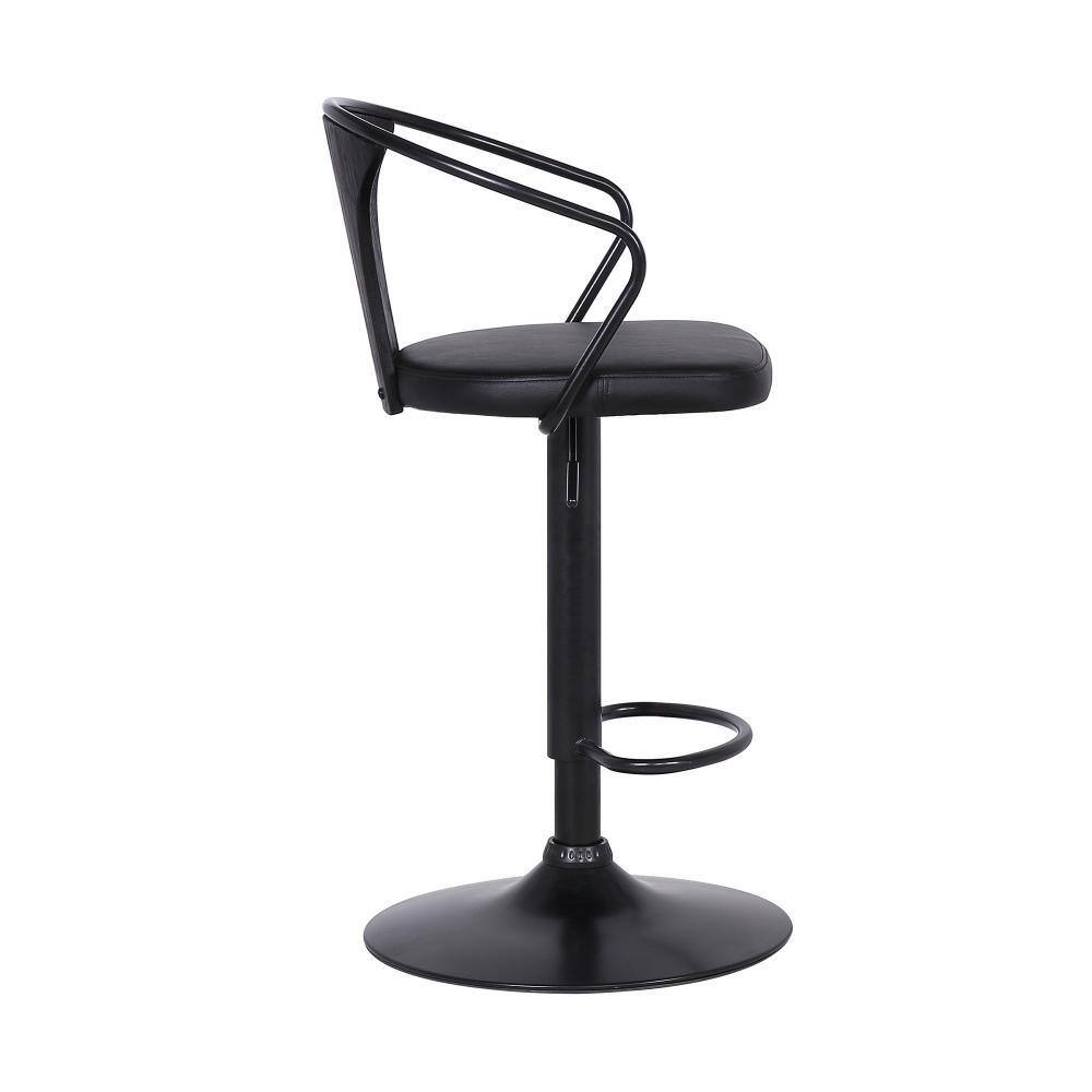 Elevate 19'' Black Leather and Wood Adjustable Swivel Barstool