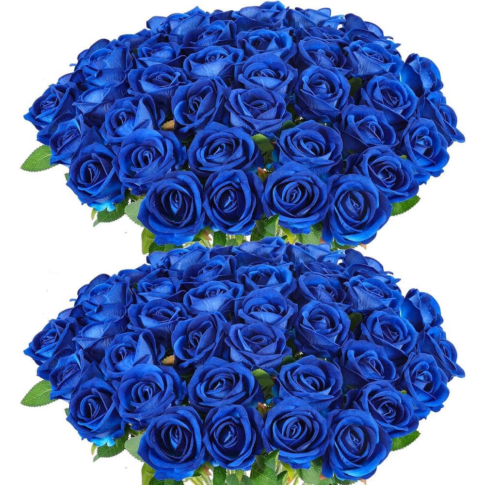 14 in. Indoor/Outdoor Blue Artificial Roses