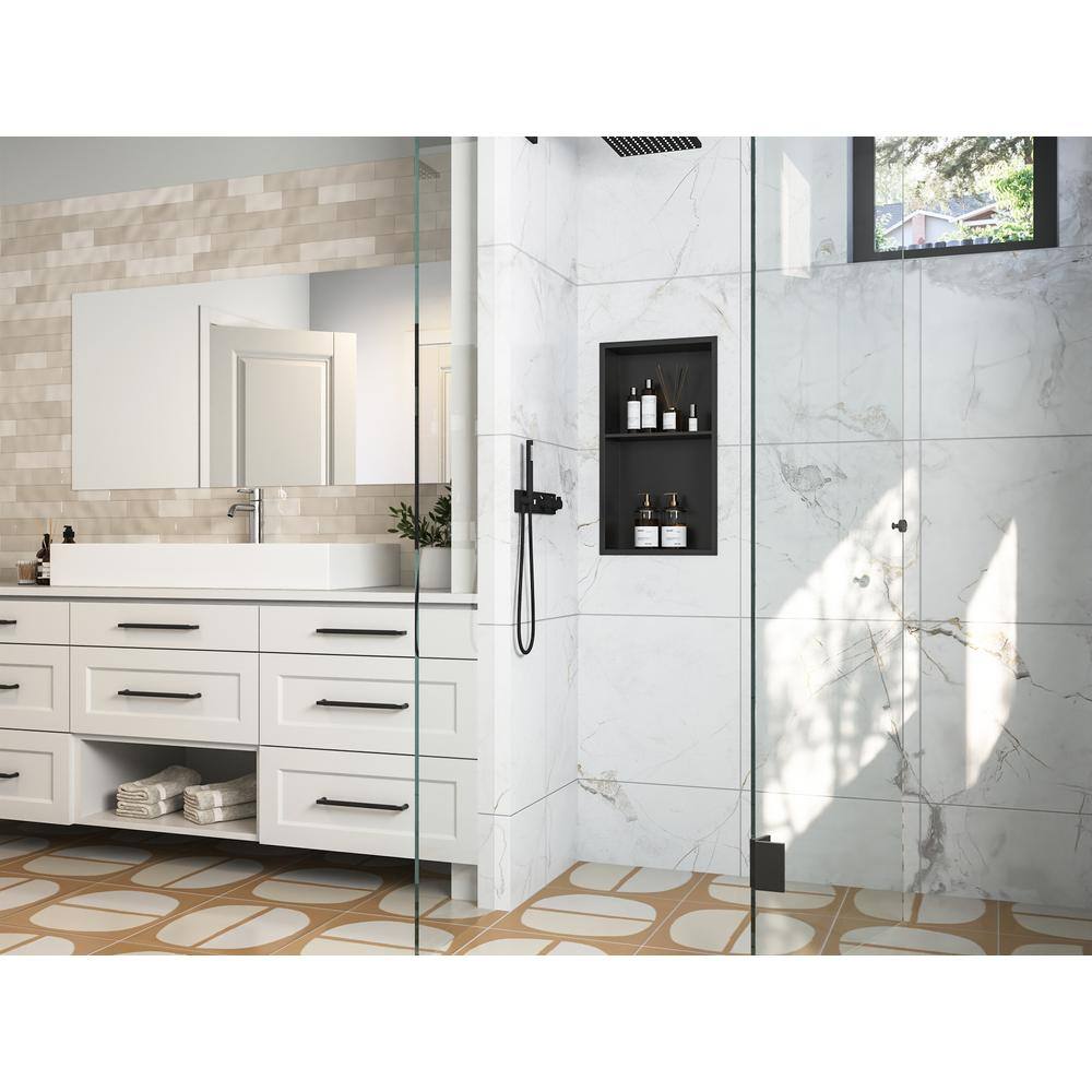 Matte Black Stainless Steel Wall Mount Shower Niche with Double Shelf