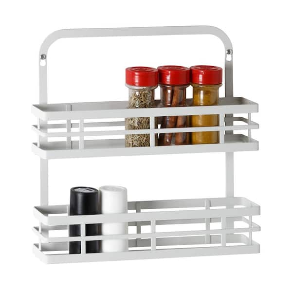 Honey-Can-Do 2-Shelf White Wall or Cabinet Door Mount Spice Rack