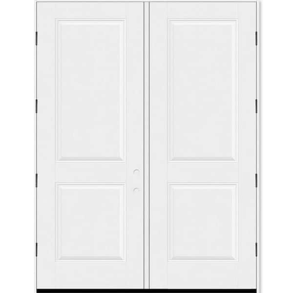 Regency 72 in. x 96 in. 2P Squaretop RHOS Unfinished White Fiberglass Double Prehung Front Door with 6-9/16 Jamb